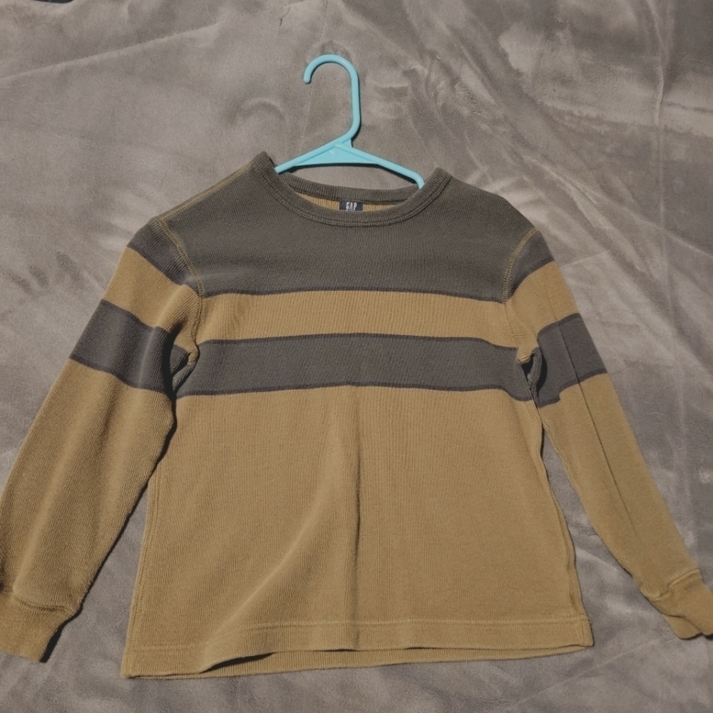 GAP Boys Sweater Green and tan striped sweater‎ size S
